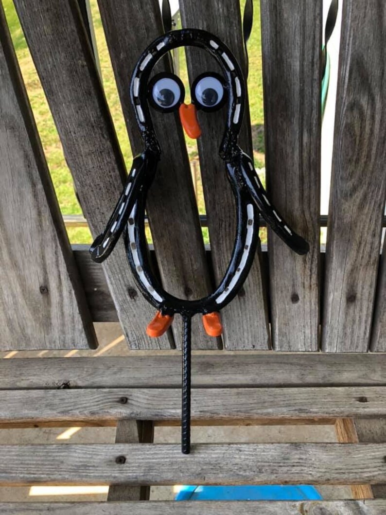 Horseshoe Penguin / Garden Decoration / Yard Art / Animal Etsy