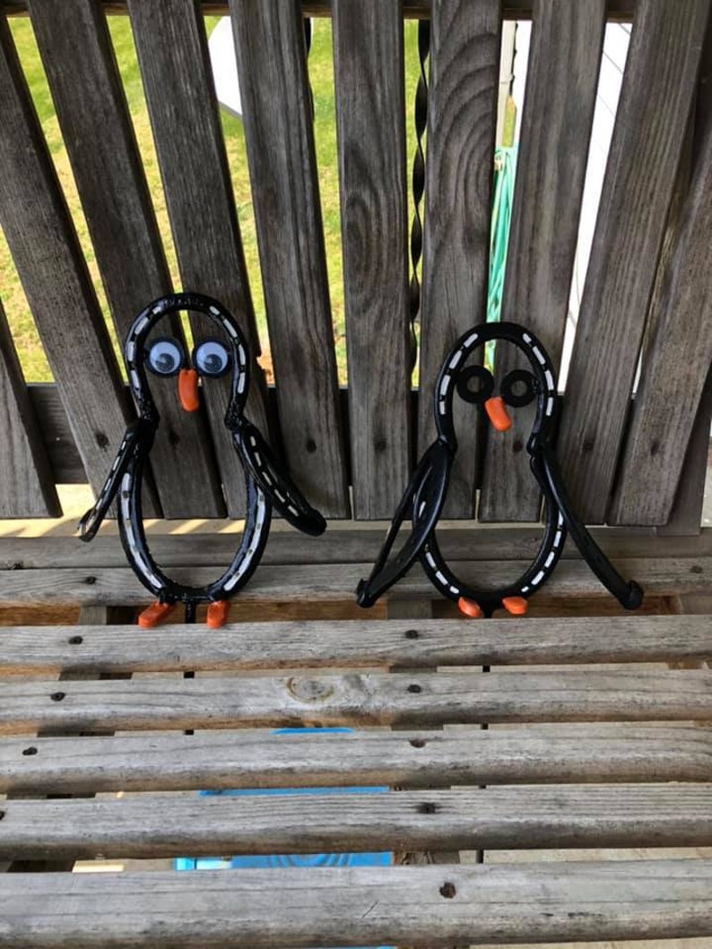 Horseshoe Penguin / Garden Decoration / Yard Art / Animal Etsy