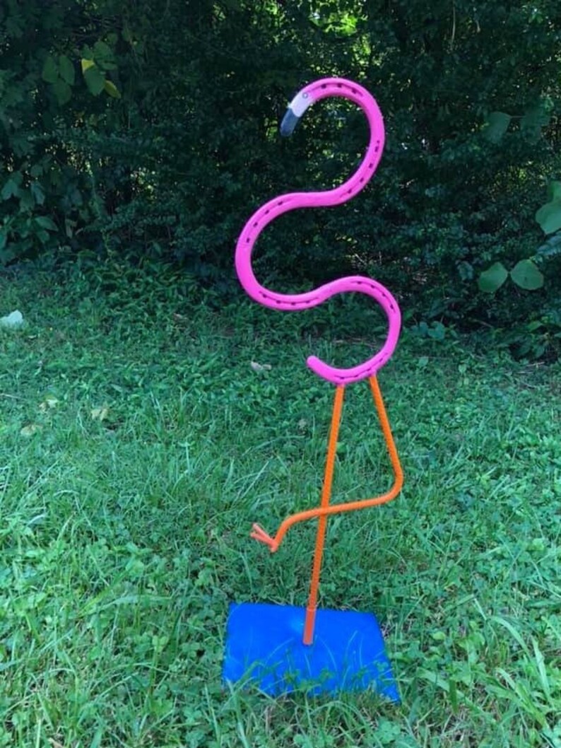Flamingo / Horseshoe Yard Art / Garden Decor / Rustic Critters | Etsy