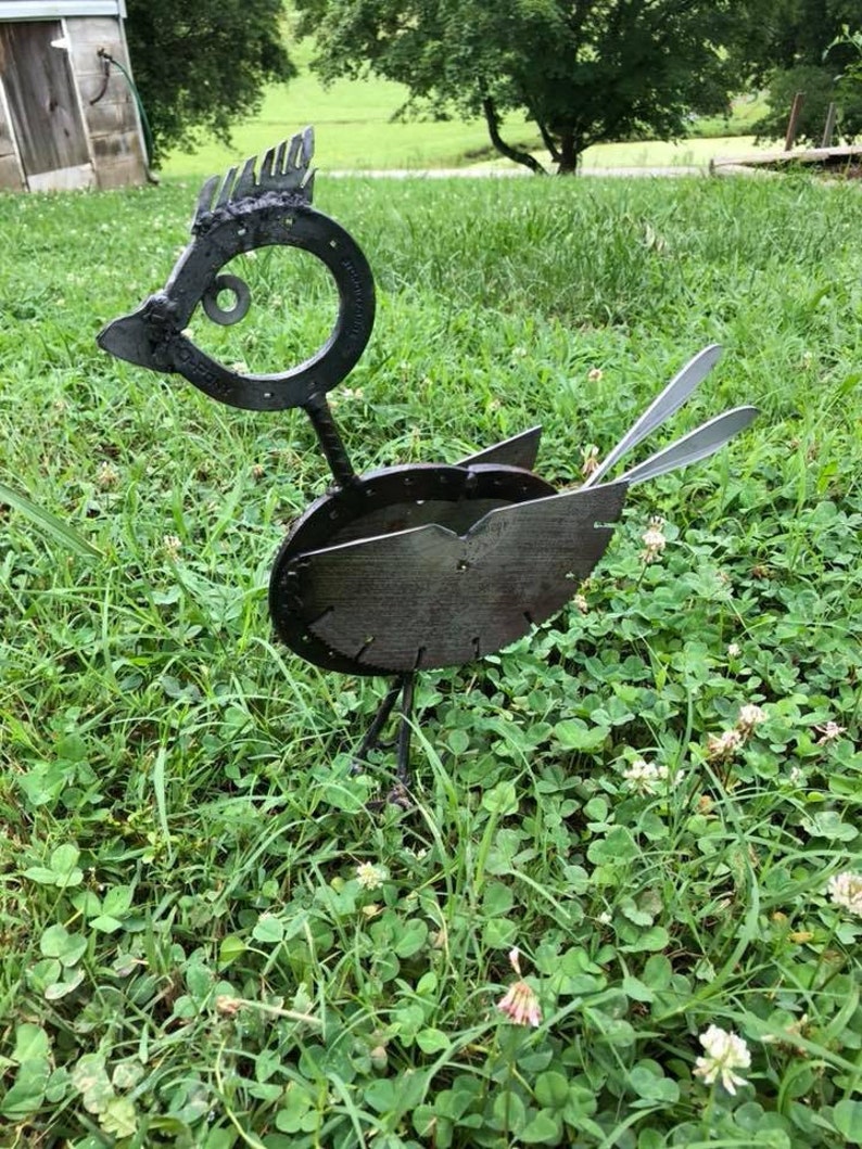 Horseshoe Rooster / Garden Art / Yard Sculpture / Sawblade Art Etsy
