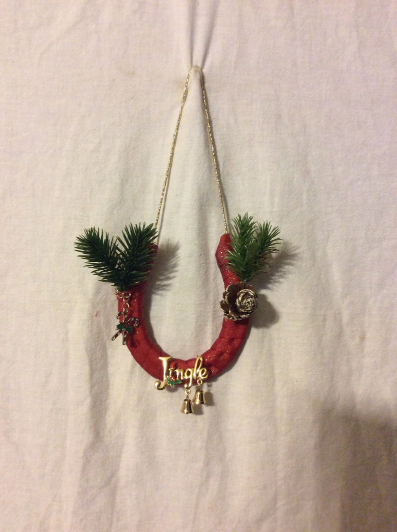 Horseshoe Christmas Jingle Wall Decor Ornament Candy Cane Etsy