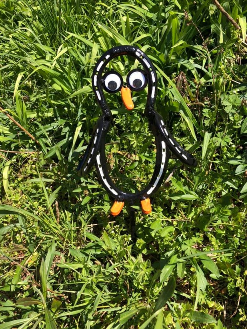 Horseshoe Penguin / Garden Decoration / Yard Art / Animal Etsy