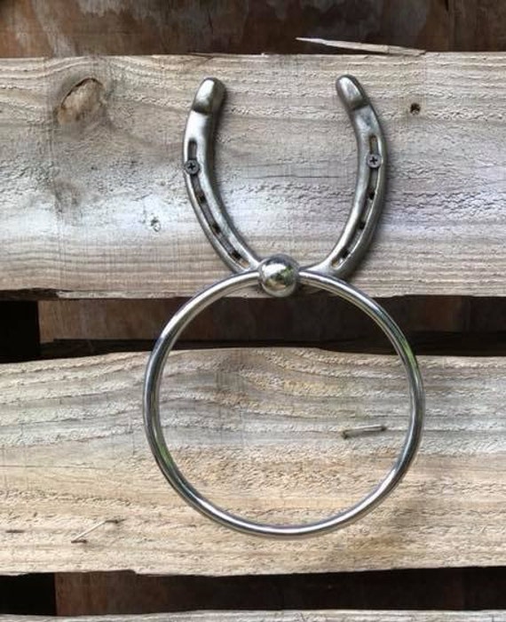 Horseshoe Towel Rack / Single Hand Towel Ring / Rustic Etsy