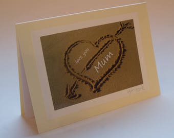 Love You Mum, message in the sand card