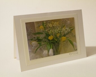 Easter Greetings card with yellow tulips