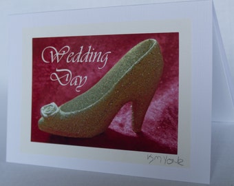 Sparkling Cinderella shoe Wedding card