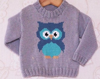 A custom owl sweater for a baby or toddler.