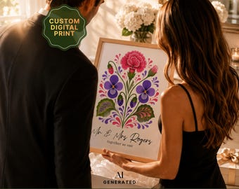 Custom WEDDING Flower Print, Custom Family Floral Artwork for Home, Birth Flower Print, WEDDING Gift (custom digital print)