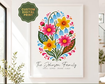 Custom Birth Flower Print FAMILY Bouquet, Personalized Floral Artwork, Grandma's Garden, Mother's Day Gift for Mom (custom digital print)