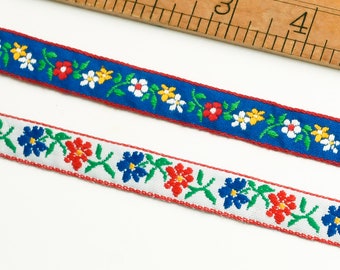 Vintage Floral Embroidered Trim 1/2&quot; Wide Woven Jacquard - By the Yard