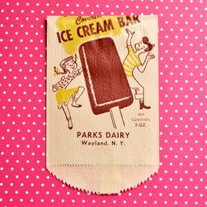1 Vintage 1950's Parks Dairy Ice Cream Bag / Wrapper