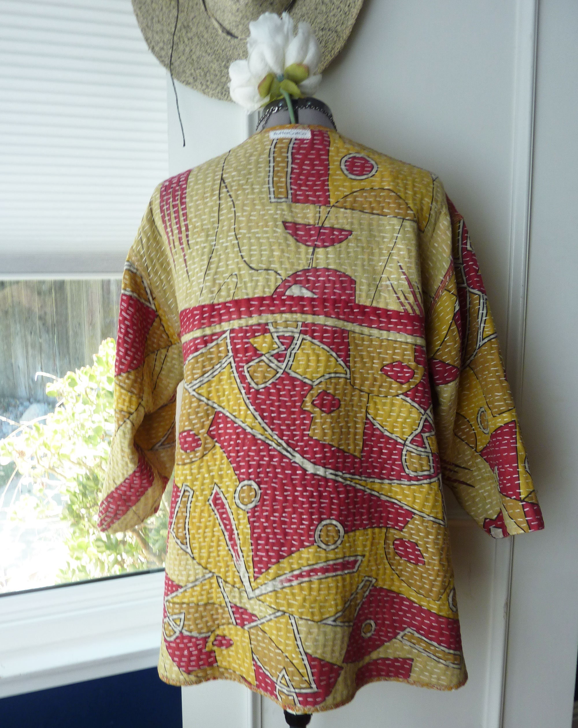 Reversible Vintage Kantha Quilt Jacket Cotton Marigold - Etsy