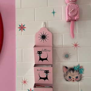 Kitsch vintage retro kitten kat antropomorfe achtergelaten kinderkamer muur kawaii sticker sticker huis kamer meisje pin-up slaapkamer vinnie jongen badkamer