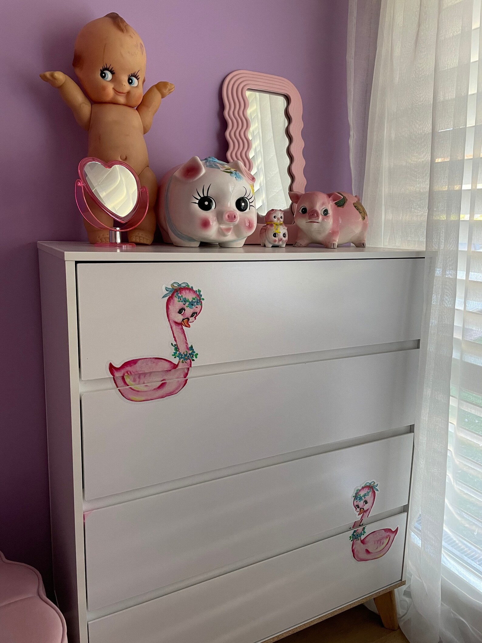 Kitsch Baby Kitsch Vintage Retro Pink Swan 60s Baby Pair Lefton Nursery Wall ...