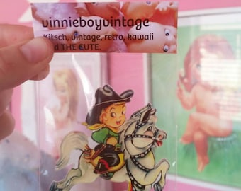 Kitschy cute Cowboy fridge magnet vintage inspired kitchen 1950s kitsch mod pin up rockabilly kitchen