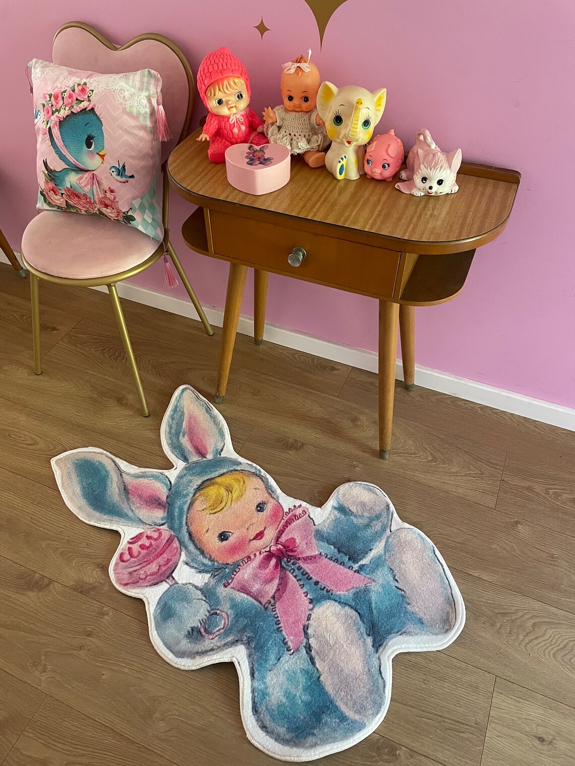 Kitsch Rugs NEW Vintage Kitsch Mcm Retro 50s Anthropomorphic Cry Baby Bunny Toy ...