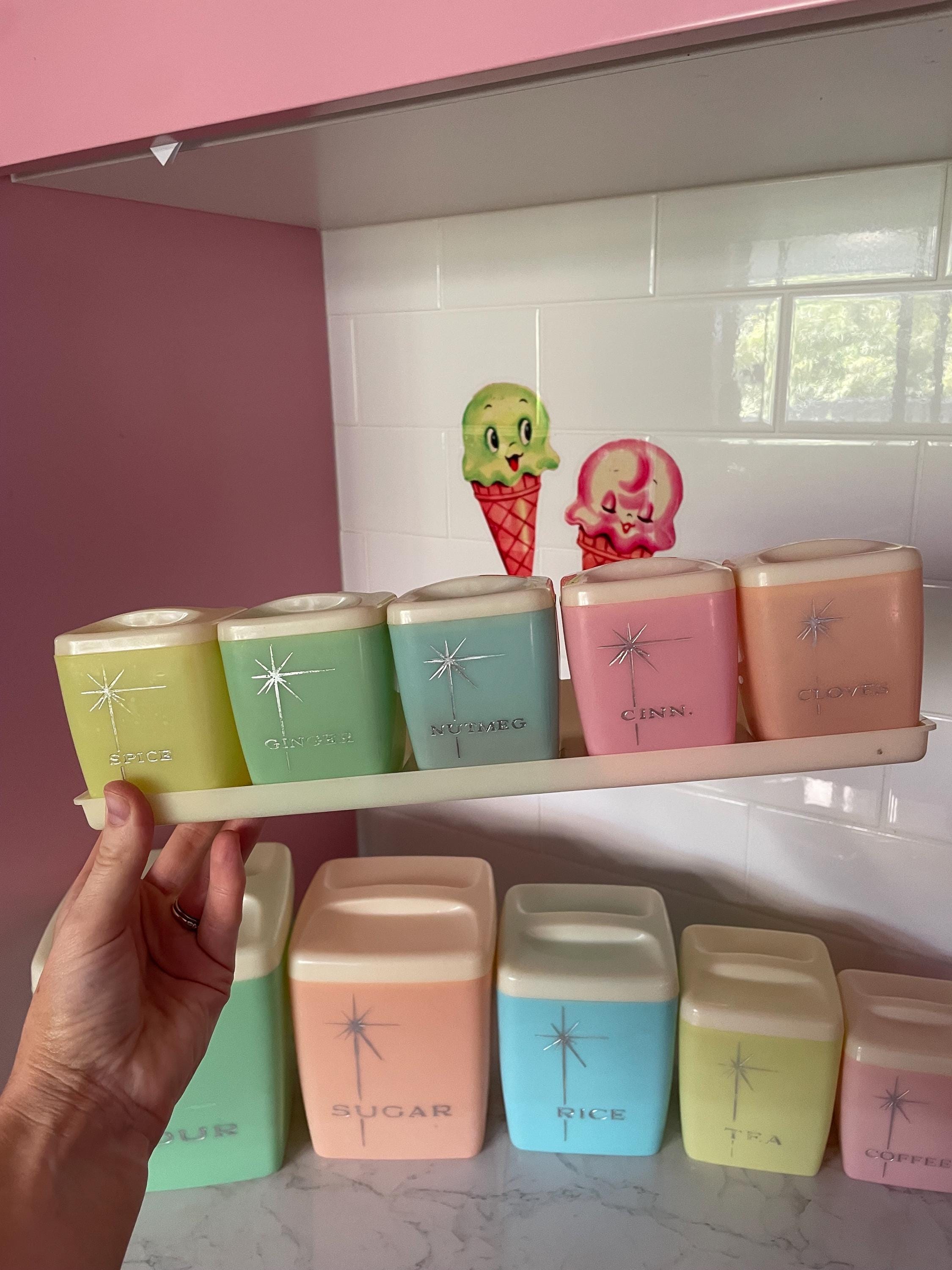 ヴィンテージNally Ware ナリーウェアキャニスター4点RED·͜· ♡ RETRO ORIGINAL VINTAGE COLLECTABLE NALLY WEAR CANISTERS