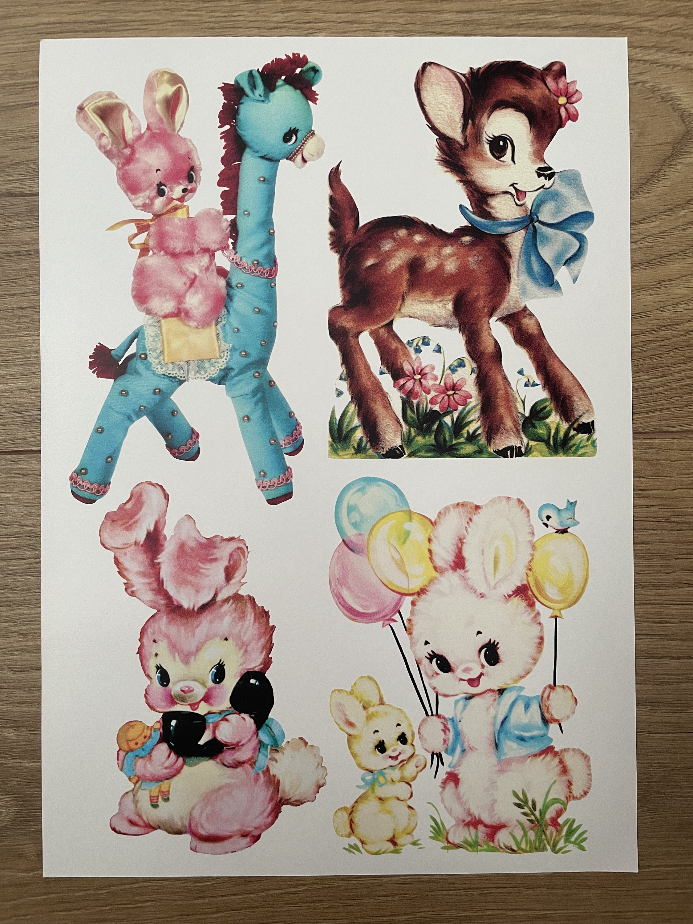 Waterslide Decals NEW Vintage Retro Style Inspired Deer Fawn Bunny ...