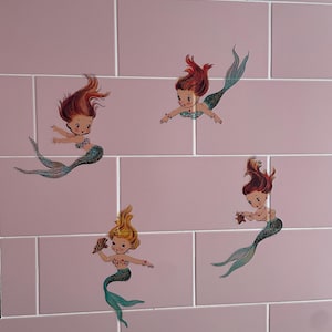 Kitsch vintage retro Mermaid wall stickers sticker decals home room girl pinup bedroom vinnie boy bathroom removable lefton norcrest