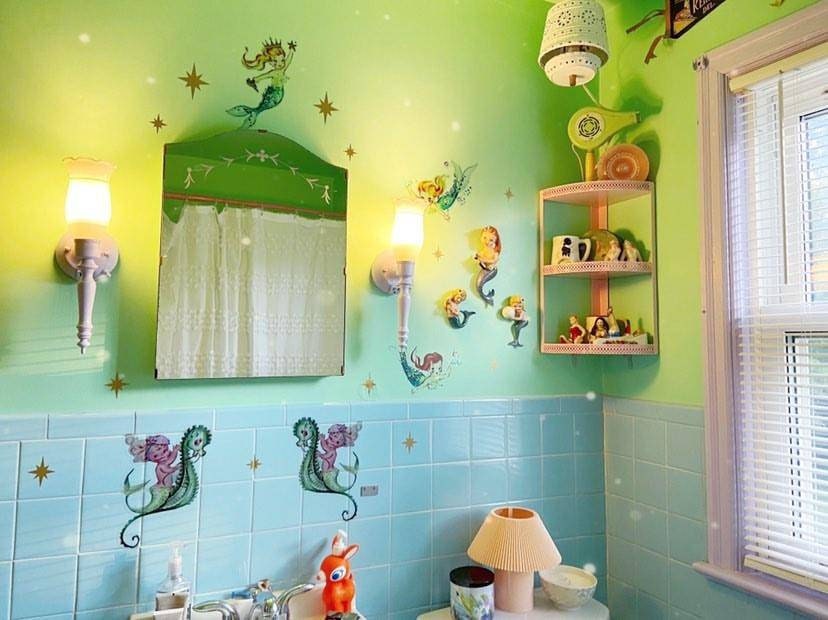 Kitsch vintage retro Trio Mermaid wall stickers sticker decals home r…
