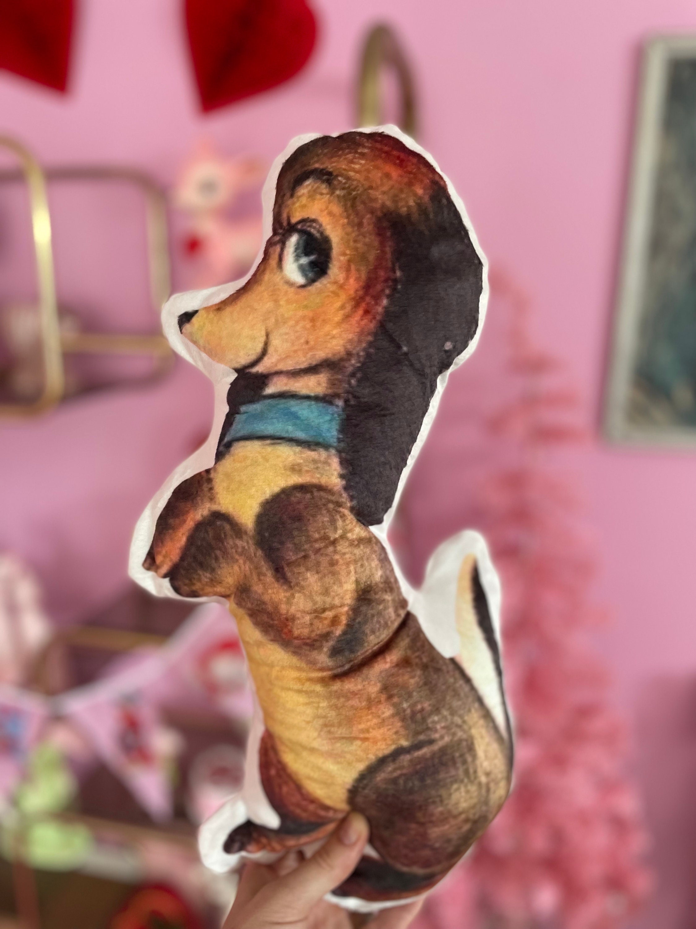 Kitsch vintage retro nuevo cojín perro salchicha salchicha