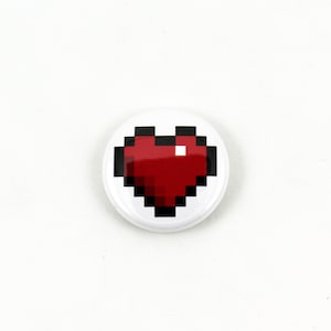 8-Bit Pixel Heart | 1 Inch pinback button video game love NES memories