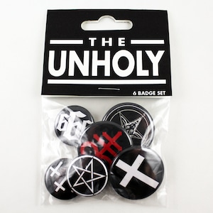 Das Unheilige | 6 Abzeichen Set | Satan Occult Gothic Buttons 666 Pentagram Baphomet