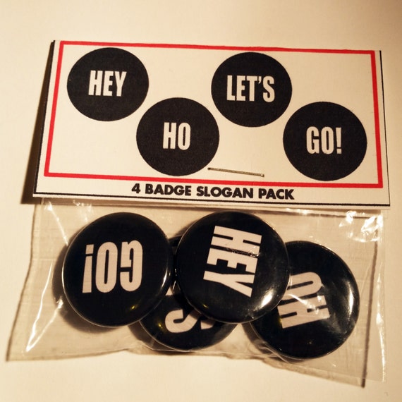 4 1-inch Pinback Set | RAMONES | Hey Ho Let's Go! Slogan