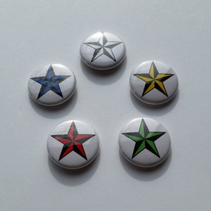 1 inch Pinback Button | Nautical Star | 5 colors to choose from