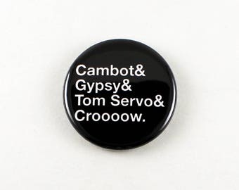 MST3K Robot roll Zadzwoń Helvetica list | Pinback przycisk Mystery Science Theater 3000 Classic Series