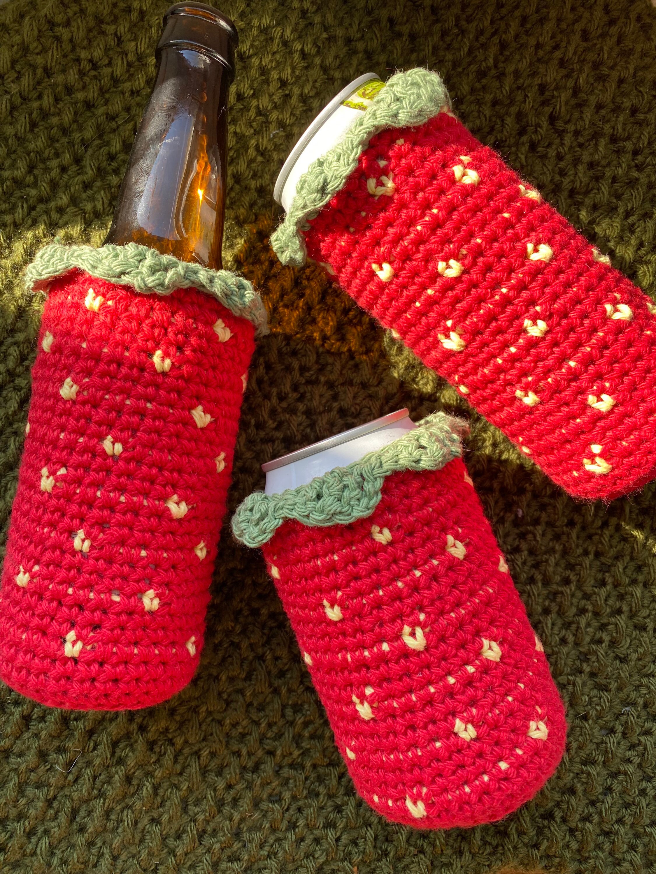 Crocheted Strawberry Koozie Etsy