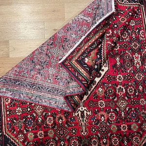 Alfombra persa hecha a mano de lana - 100% lana - Alfombra roja rústica cálida Boho tejida a mano vintage