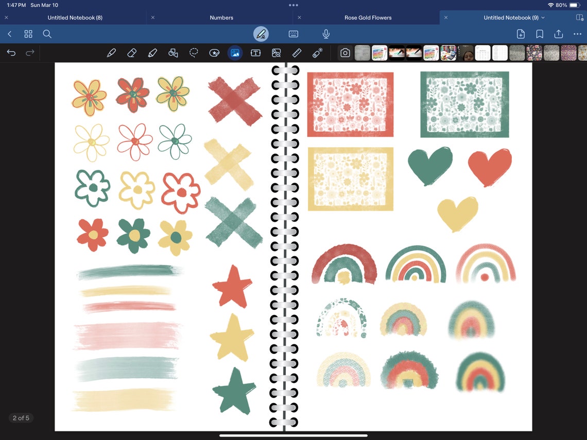 Sticky Beautful Design Hand Drawing Digital Stickers , Cute, Sticky Notes, Washi Tape, Frame ...