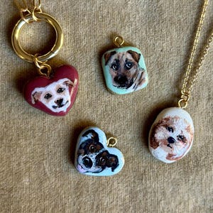 Custom Painted Pet Portrait Pendant Necklace - dog, cat ceramic porcelain charm