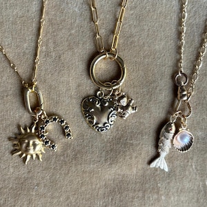 Custom Charm Holder Necklace: 14k Gold-Filled Chain, Build Your Own