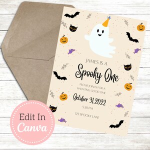 Editable Spooky One 1st Birthday Invitation Template