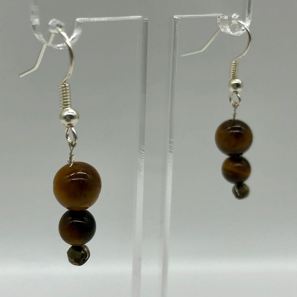 SPIRIT Tigers Eye, Pyrite and Sterling Silver Earrings