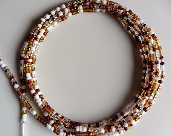 Brown and White Waist Beads
