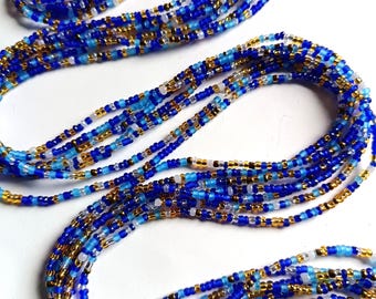 Multicoloured Blue Waist Beads