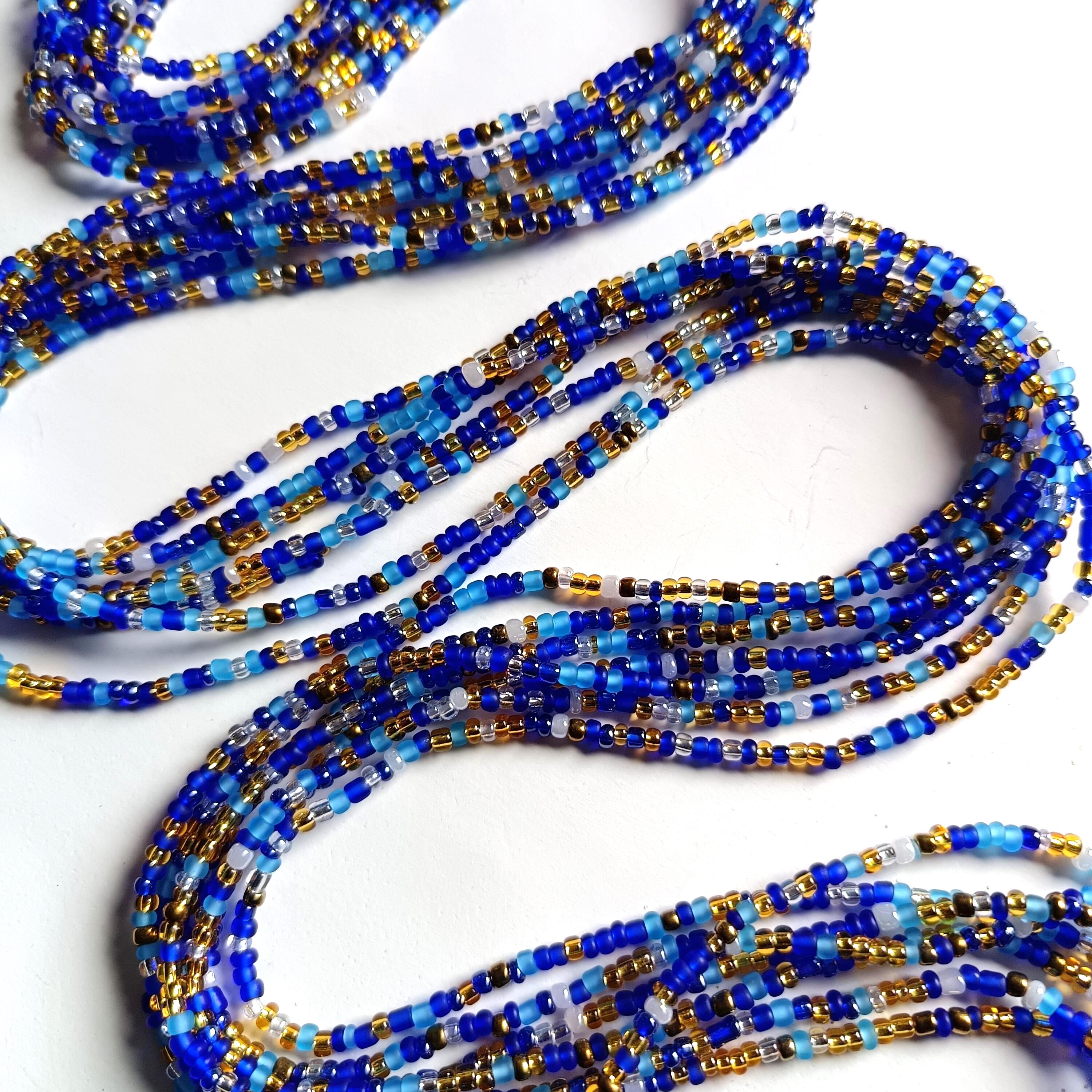 COPY - HANDMADE BEADED ROYAL BLUE BEADED BELT STRETCH Beaded Belt - Diamond Cross Blue — Yonder Horse main image 3