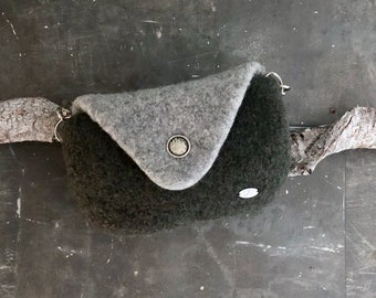 felt hip bag in army green and grey, cell phone bag and small wallet