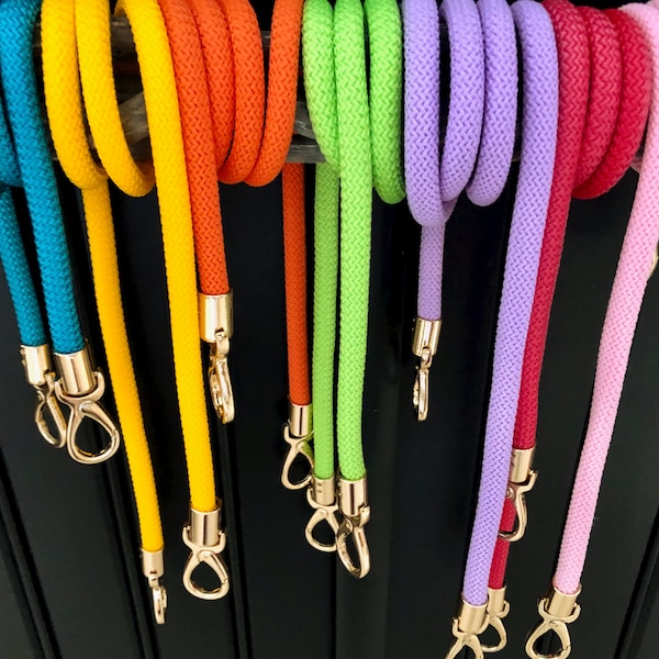 bag strap made of sailing rope with carabiners gold-colored