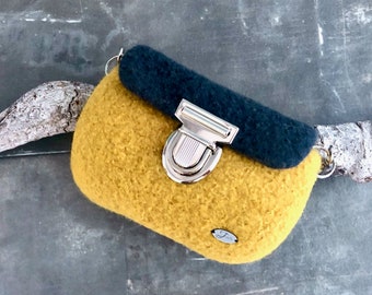 Felted fanny pack in  blue and grey