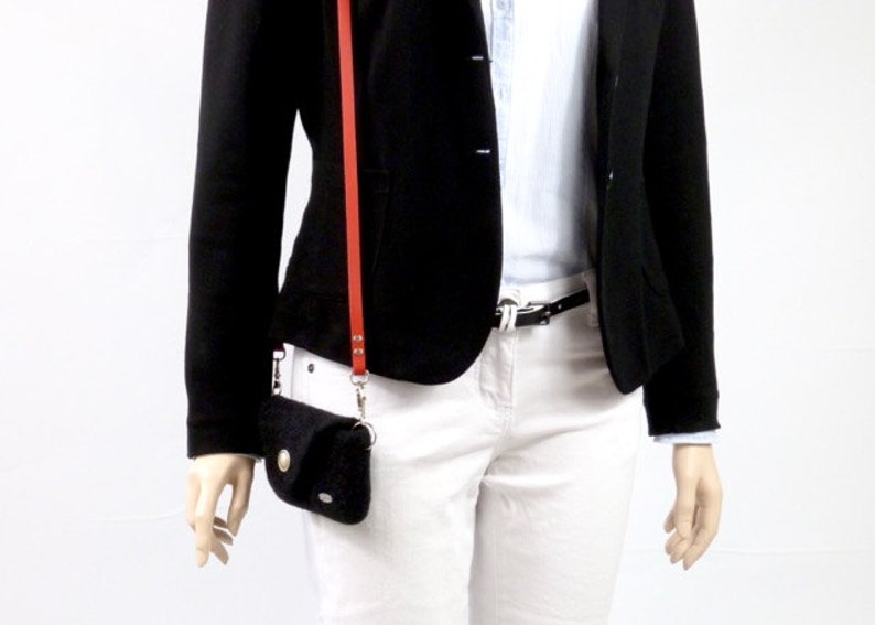 elegance belt bag in black and light blue by meiTaschi