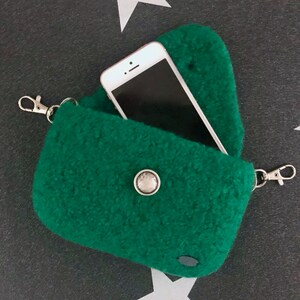 Bolsillo para el móvil en la cadera, riñonera verde para el móvil o cartera pequeña, bolso de fieltro para hombre y mujer