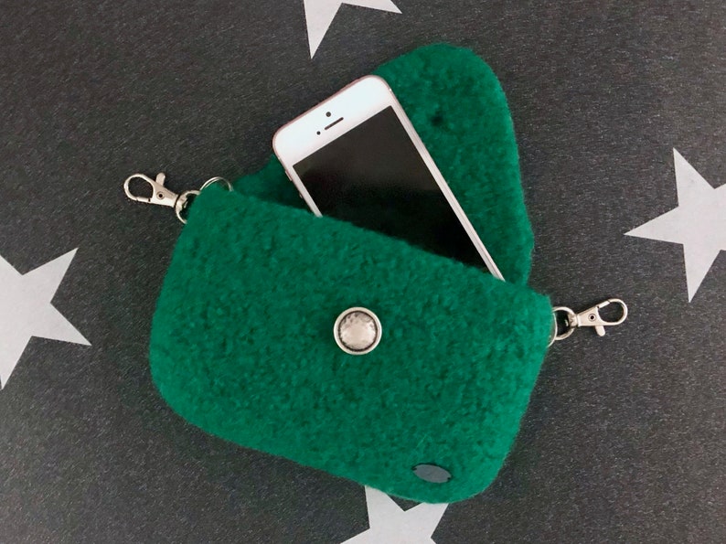 Handytasche für die Hüfte, grüne Gürteltasche für das Handy oder kleine Geldbörse, gefilzte Tasche für Männer und Frauen Bild 1