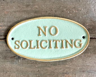 No Soliciting Sign for House (Includes Hardware), No Solicitors Front Door Plaque