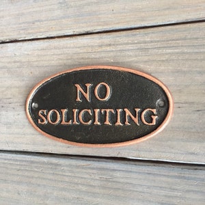 No Soliciting Sign, No Soliciting Metal Plaque, No Solicitation, Home Decor Outdoor Sign, No Soliciting Cast Iron Sign