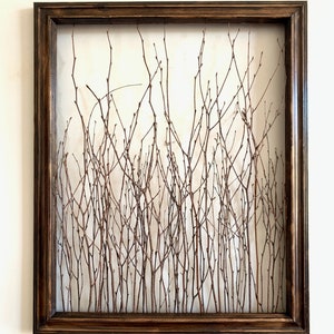 Rustic Wall Decor (1 X-Large Wooden Frame) - Farmhouse Decor, Birch Branch Decor, Birch Branch Art, Bathroom Decor, Framed Branches