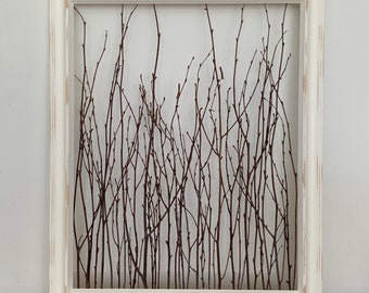 Rustic Framed Branches (1 X-Large Wooden Frame) - Rustic Home Decor, Birch Branch Decor, Framed Branches, Farmhouse, Natural Art